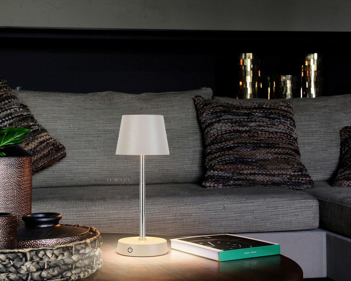 STOLNÍ LAMPA NA BATERIE KLAPPI - pískové barvy, Moderní, kov/plast (10,5/11-28cm) - Mömax
