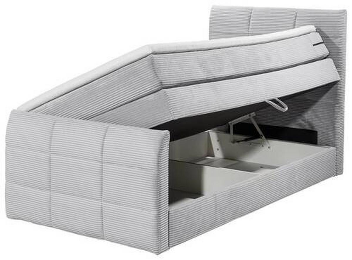 Boxspringbett Mit Topper & Bettkasten 120x200 Bolivia - Hellgrau/Schwarz, MODERN, Holzwerkstoff/Textil (120/200cm) - MID.YOU