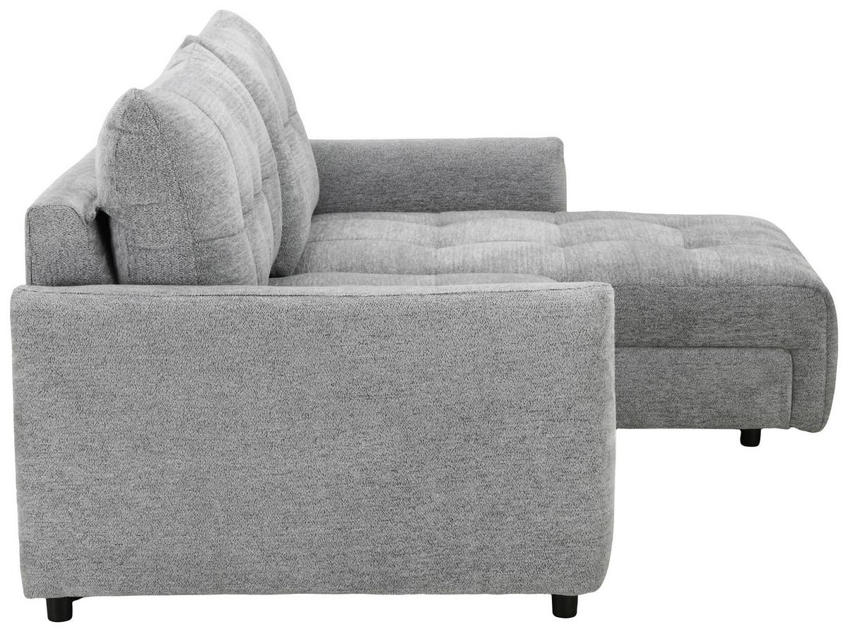 Elektrická sedačka LINA, obojstranná, sivá ženilka - čierna/sivá, Basics, kov/drevo (227/158cm)