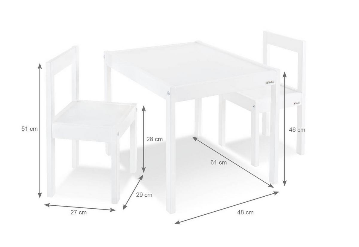 Kindersitzgruppe Holz Weiß, 3-Teilig - Weiß, Basics, Holz (61/48/51cm) - Pinolino