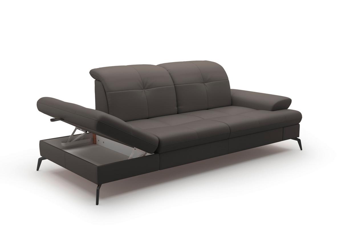 Récamiere Amica E, Mokka B: 231 Cm - Schwarz/Mokka, KONVENTIONELL, Leder (231/90/122cm) - Sit & More