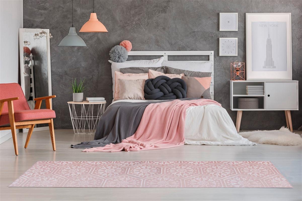 Flachwebteppich Rosa, BxL: ca 80x150 cm - Rosa, KONVENTIONELL, Textil (80cm) - Kayoom