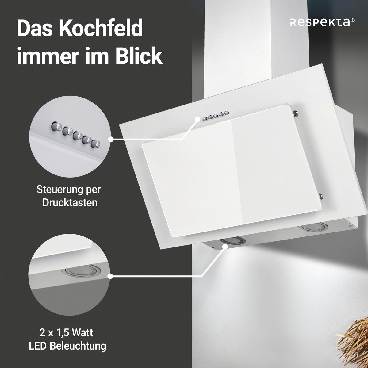 Kopffreihaube Respekta Kala Metall/Glas Weiß B: 59,5 cm - Weiß, Trend, Glas/Metall (59,5/68,1-101,1/30cm) - Respekta