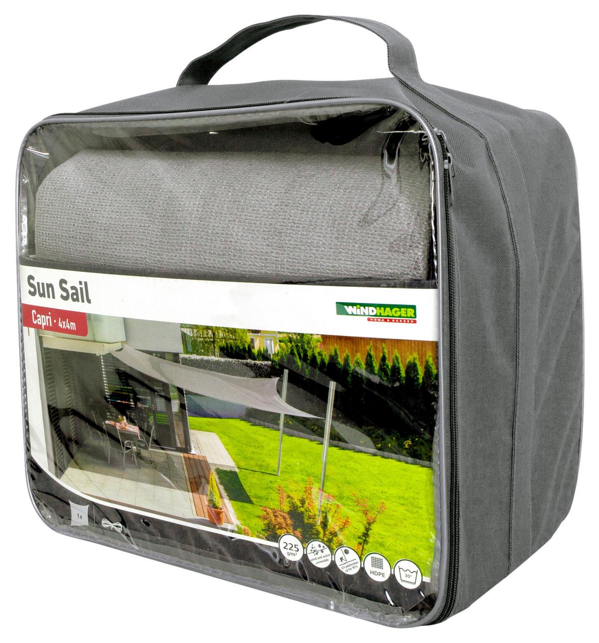 Sonnensegel Quadrat 4x4 m - Grau, Basics (400/400cm)