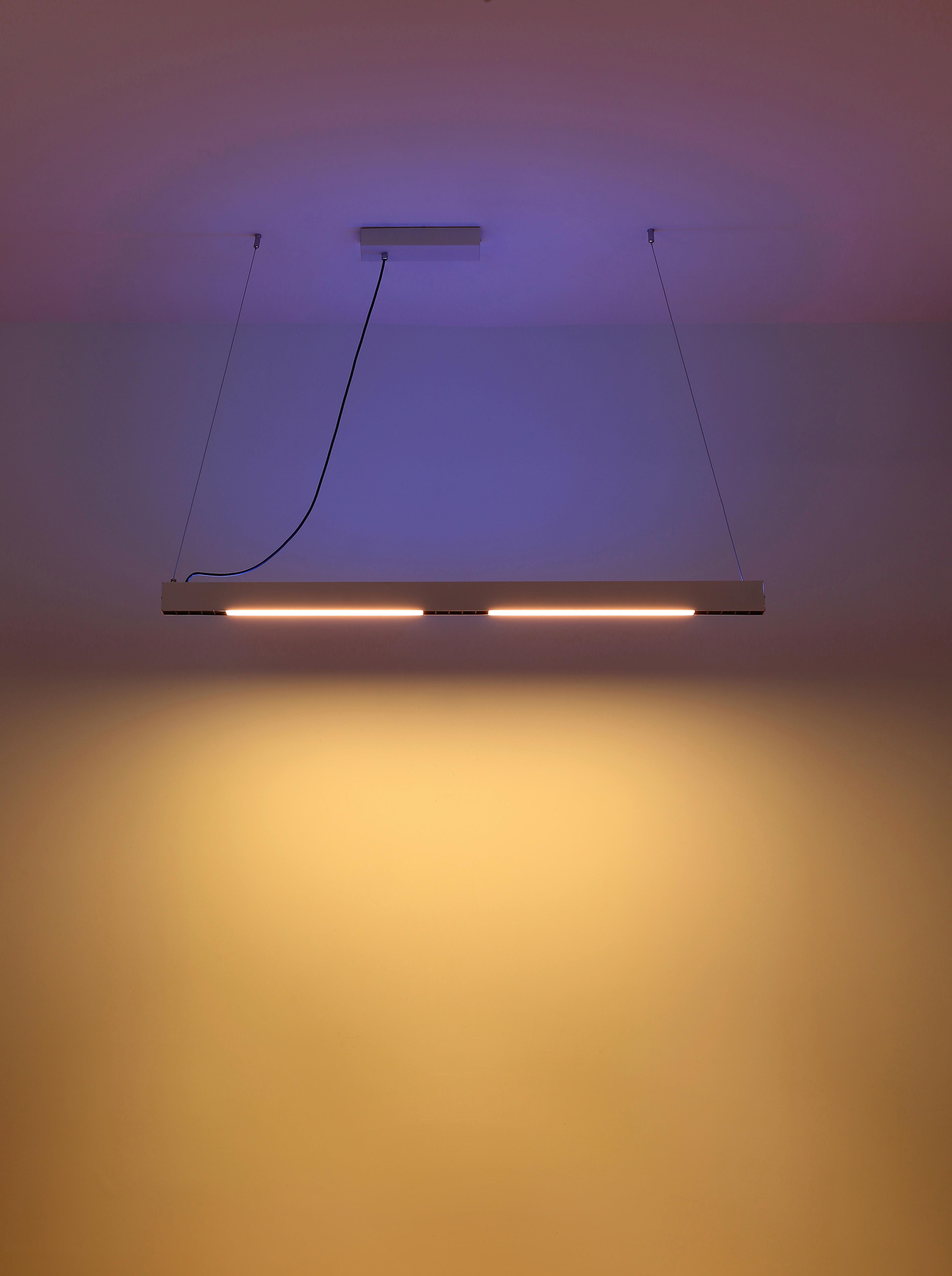 LED-Hängeleuchte H: 120 cm 1-Flammig Farbwechsler - Weiß, Design, Glas/Kunststoff (119/7/120cm) - Globo