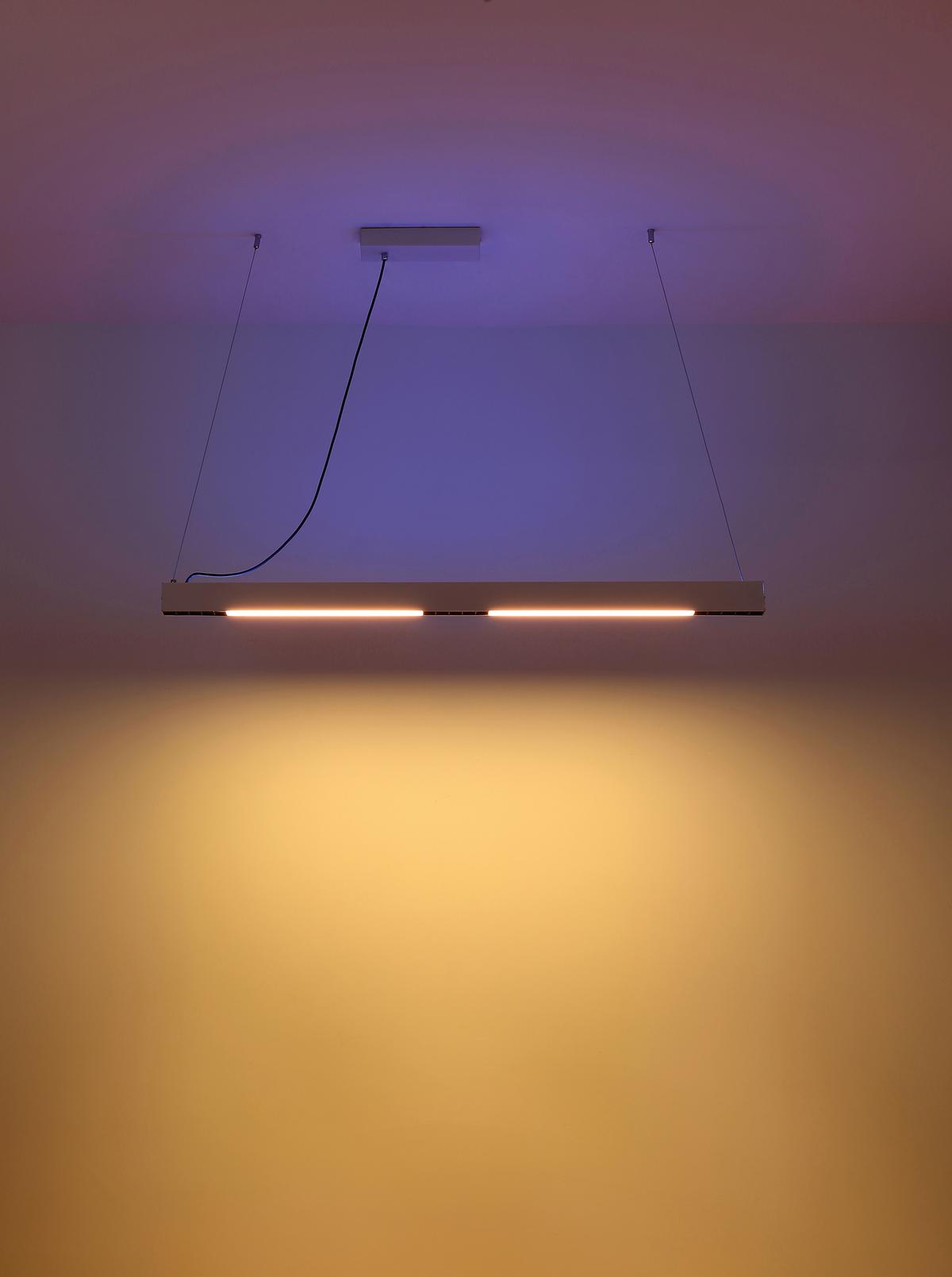 LED-Hängeleuchte H: 120 cm 1-Flammig Farbwechsler - Weiß, Design, Glas/Kunststoff (119/7/120cm) - Globo