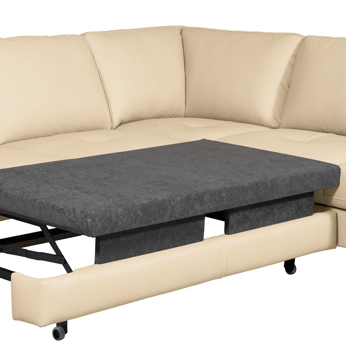 Ecksofa Fargo Beige B: 234x190 Cm - Beige/Buchefarben, Design, Leder/Textil (234/190cm) - Livetastic