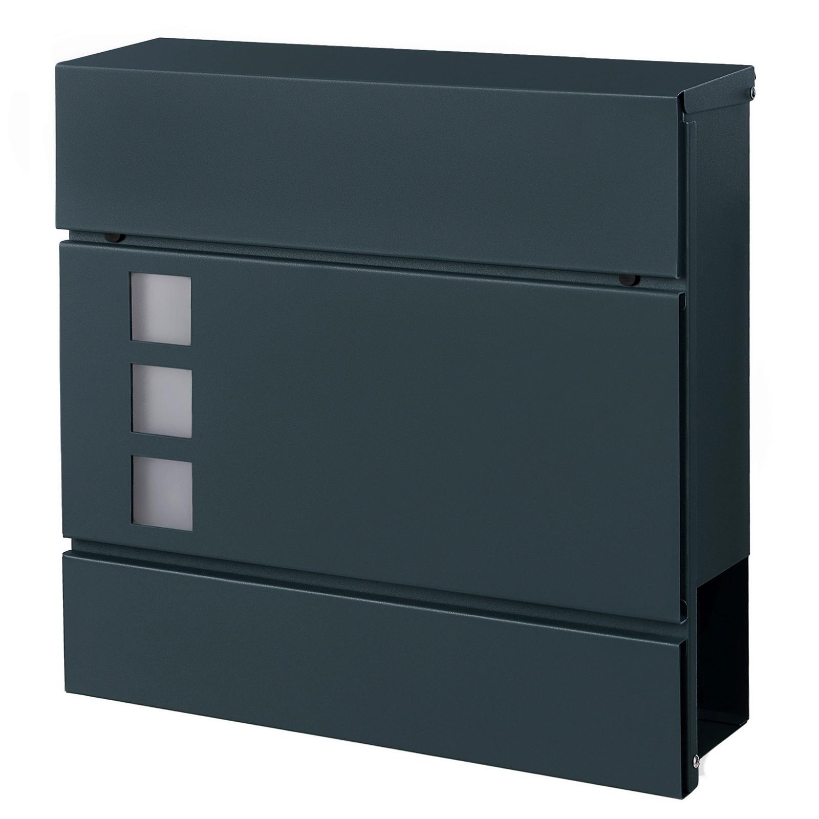 Briefkasten Dunkelgrau B: 37 cm - Dunkelgrau, Basics, Kunststoff/Metall (37/37/10.5cm)