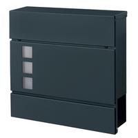Briefkasten Dunkelgrau B: 37 cm - Dunkelgrau, Basics, Kunststoff/Metall (37/37/10.5cm)