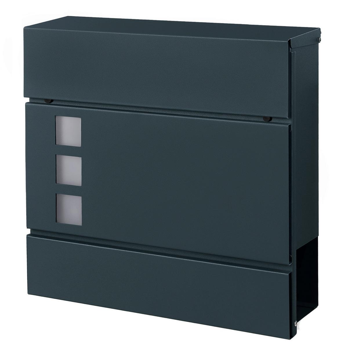 Briefkasten Dunkelgrau B: 37 cm - Dunkelgrau, Basics, Kunststoff/Metall (37/37/10.5cm)