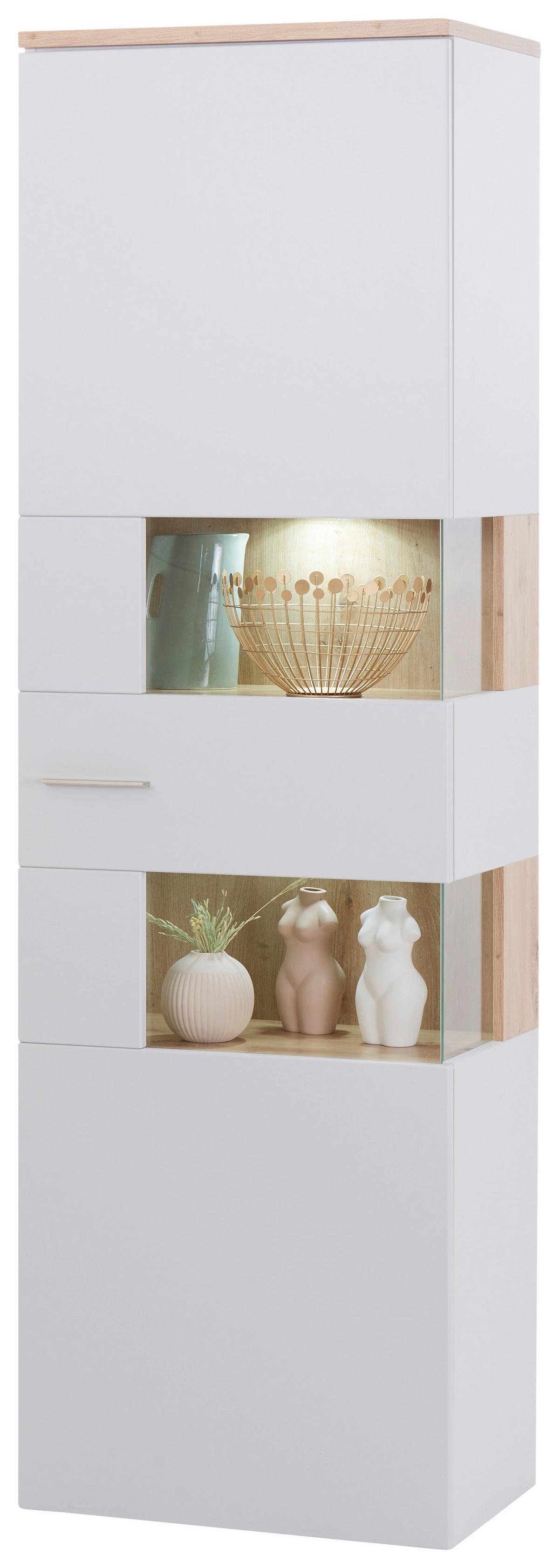 Vitrine Twin B: 60,1 Cm Hellgrau/eiche Artisan Dekor - Eiche Bianco/Eichefarben, MODERN, Holzwerkstoff (60,1/198,4/37,2cm)