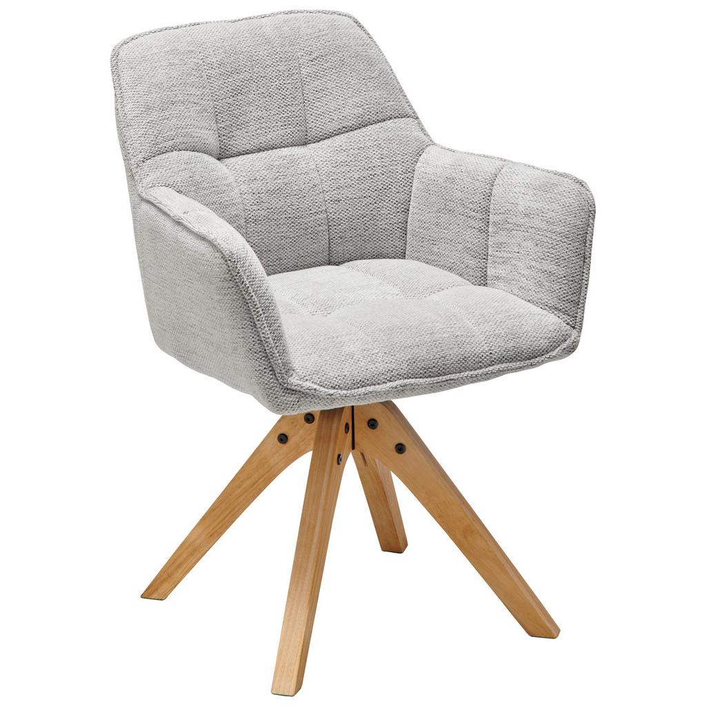 Armlehnstuhl Kerry Hellgrau, Echtholz Beine