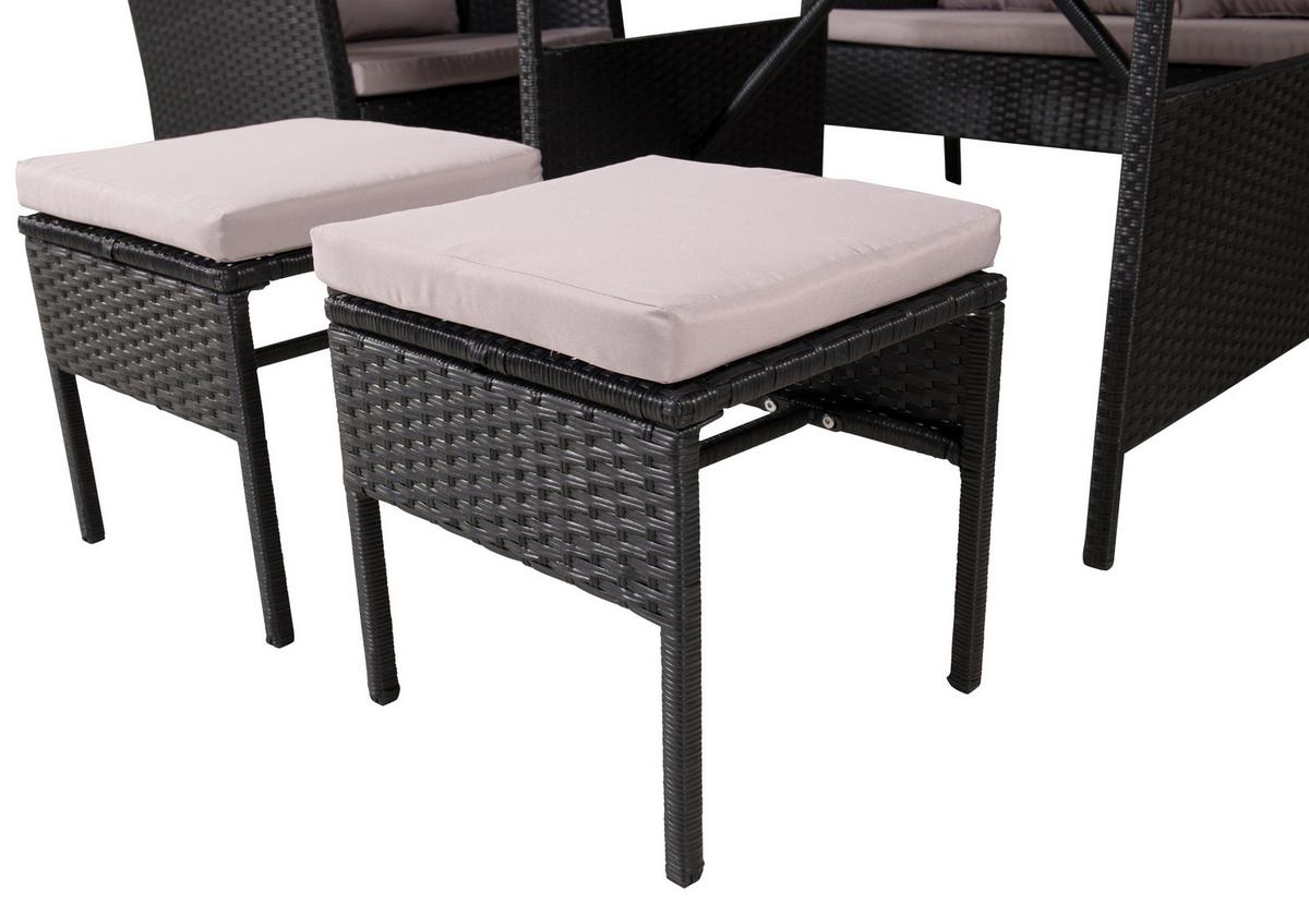 Dining-Loungeset Knock - Schwarz/Grau, KONVENTIONELL, Kunststoff - Gardenson