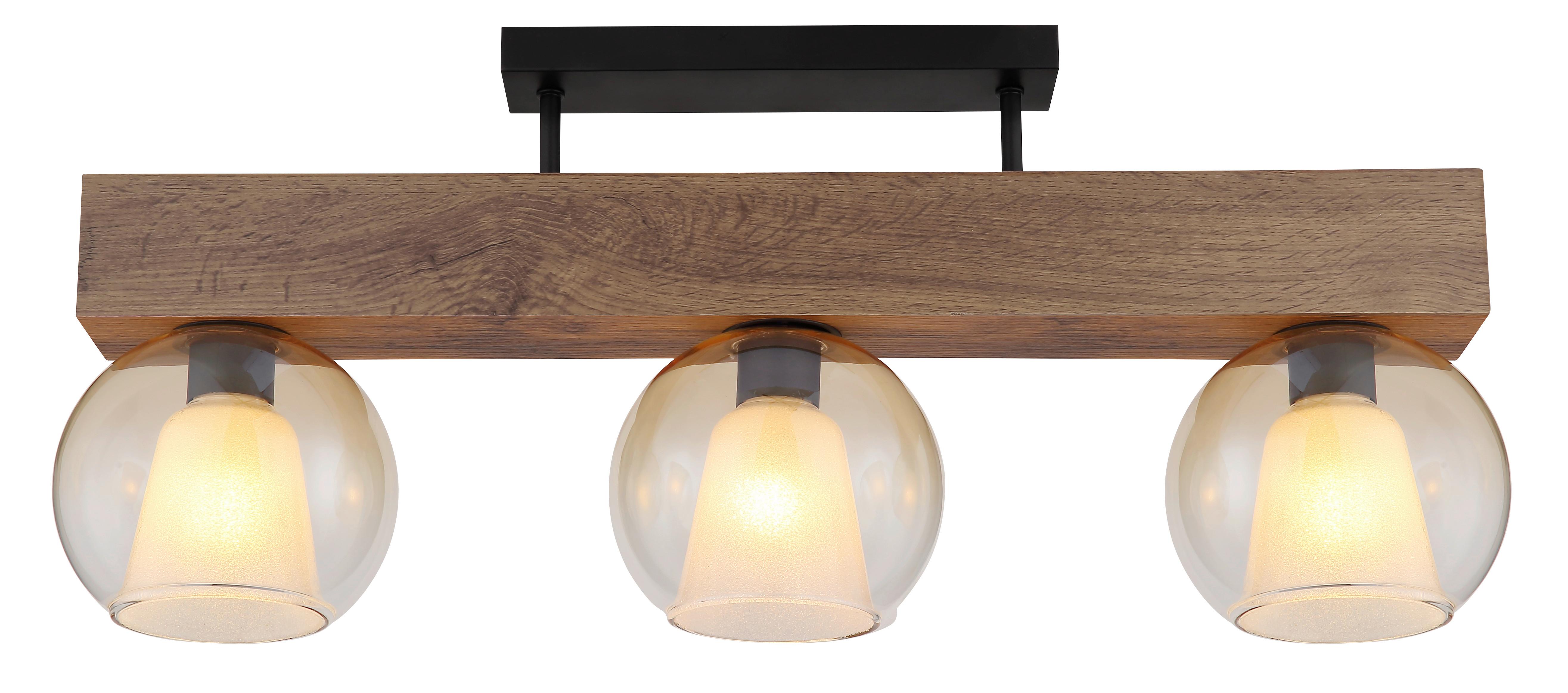 Deckenleuchte Barry L: 74 Cm Klar Schwarz Dunkelbraun - Klar/Dunkelbraun, Basics, Glas/Holzwerkstoff (74/18/32,5cm) - Globo