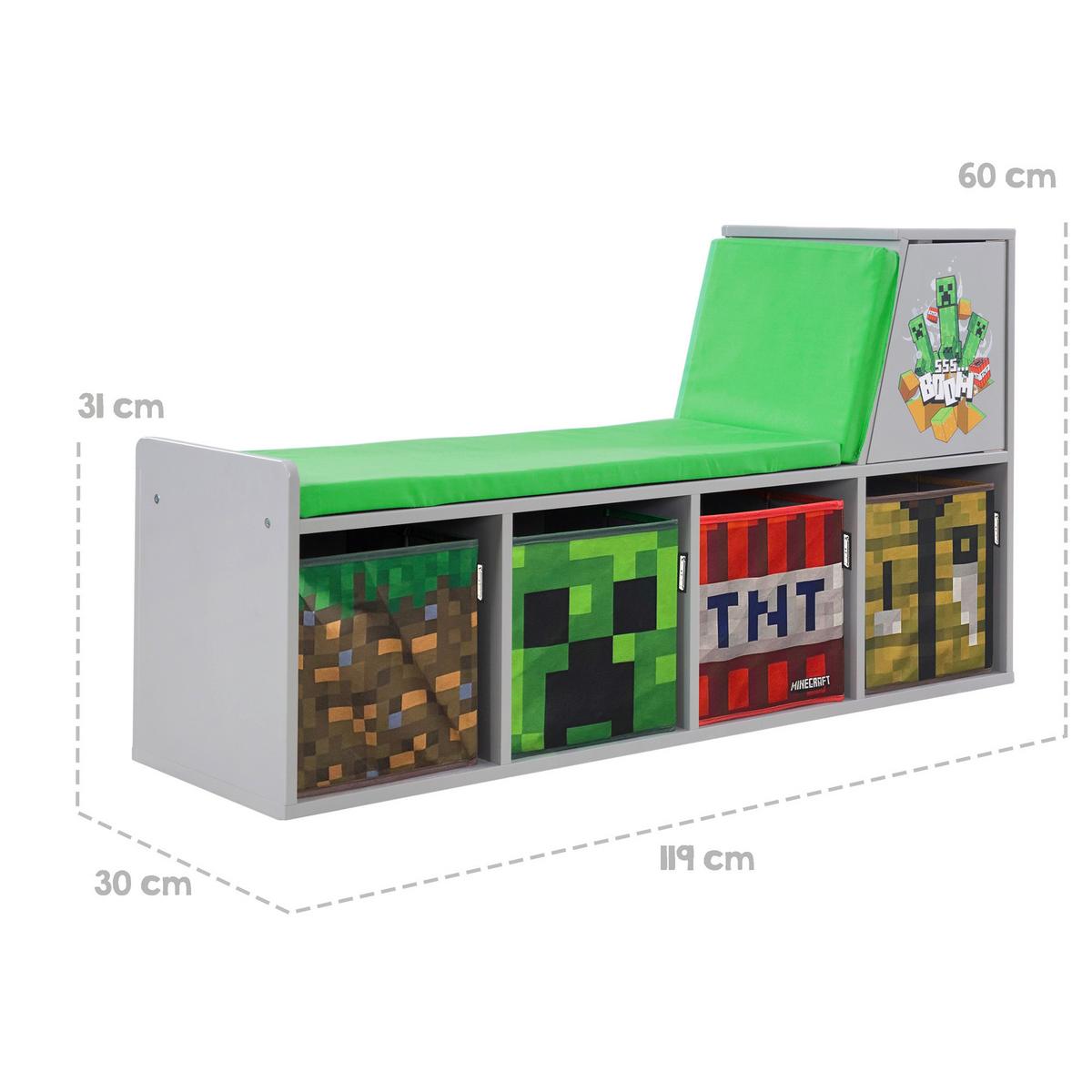 Kindersitzbank Minecraft - Multicolor/Grau, MODERN, Holzwerkstoff/Textil (119/60/30cm) - Minecraft