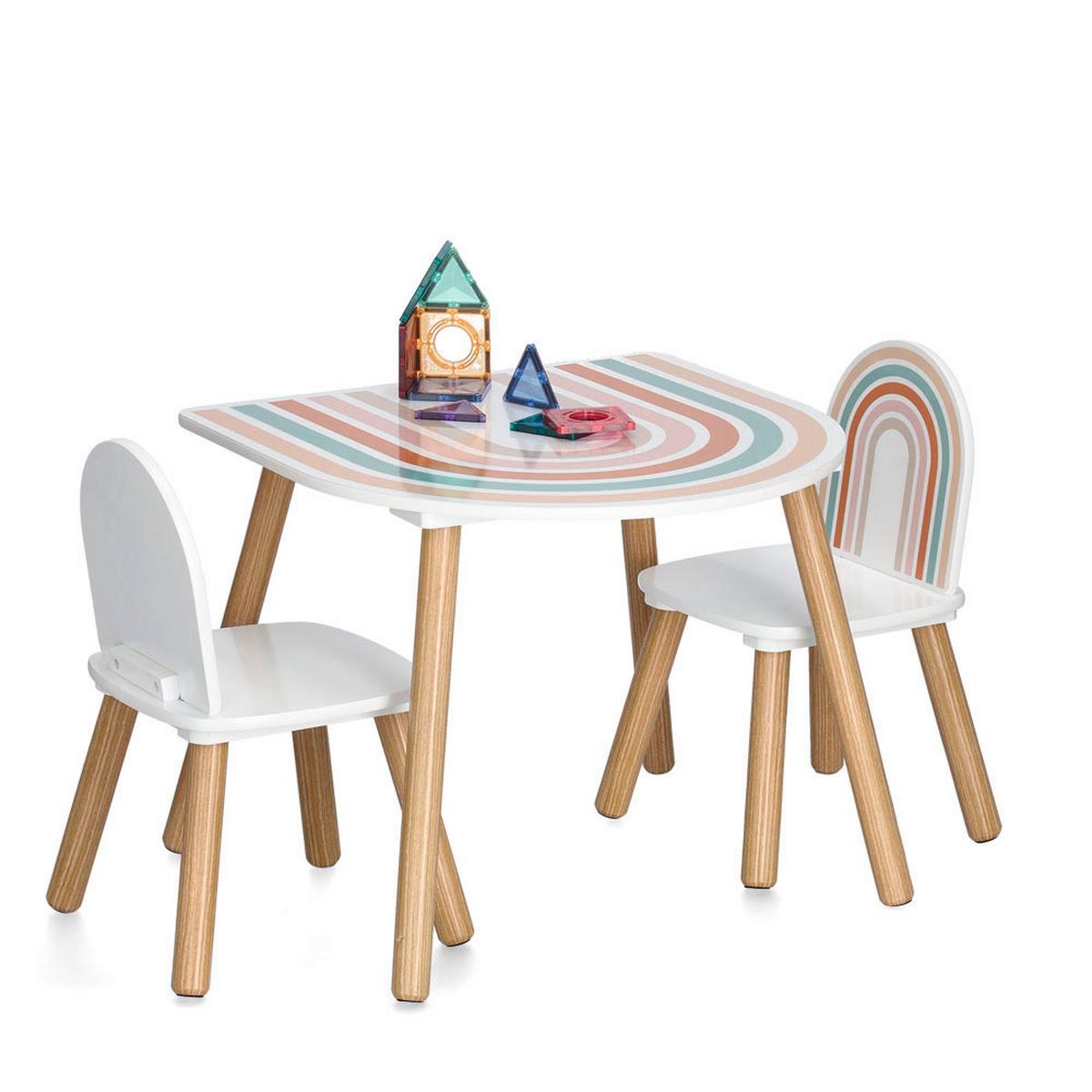 Kindersitzgruppe Rainbow - Weiß/Kieferfarben, Basics, Holz/Holzwerkstoff (55/55/45cm) - Zeller Present