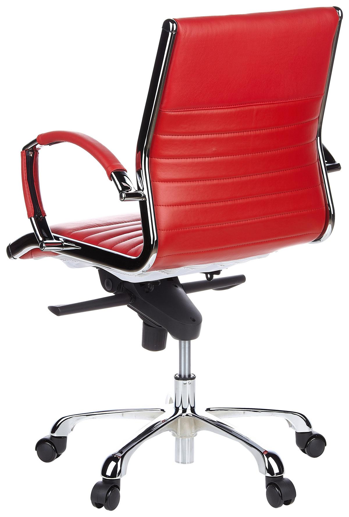 Bürostuhl Parma Mit Wippfunktion Rot Bis 110 Kg - Chromfarben/Rot, MODERN, Leder/Kunststoff (60/111/50cm) - MID.YOU