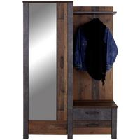Garderobe Ontario Old Style/ Beton B: 128,6 Cm Mit Spiegel - Eichefarben/Grau, Trend, Glas/Holzwerkstoff (128,5/200/37cm) - Ondega
