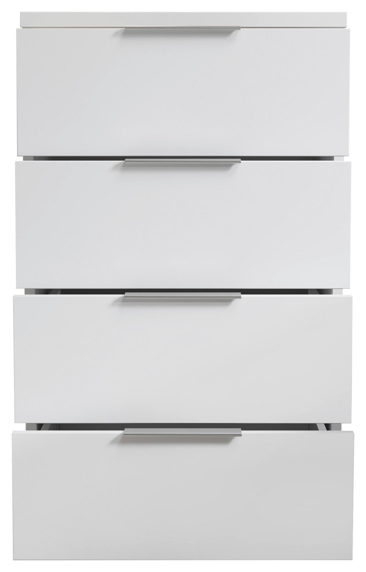 Nachtkästchen Smilla 4l W - Alufarben/Weiß, KONVENTIONELL, Holzwerkstoff (46/79/42cm)