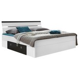 Bett inkl. Laden + Led 180x200 Mars, Weiß/Lava - Anthrazit/Weiß, MODERN, Holzwerkstoff (180/200cm)