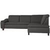Ecksofa Aaron Anthrazit Flachgewebe - Anthrazit/Nussbaumfarben, Design, Textil (247/187cm) - Max Winzer