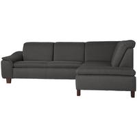 Ecksofa Aaron Anthrazit Flachgewebe - Anthrazit/Nussbaumfarben, Design, Textil (247/187cm) - Max Winzer
