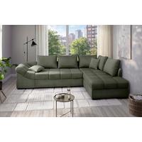 Eckschlafsofa Alvito Dunkelgrün S: 298x202cm - Dunkelgrün/Schwarz, MODERN, Textil (298/202cm) - MID.YOU