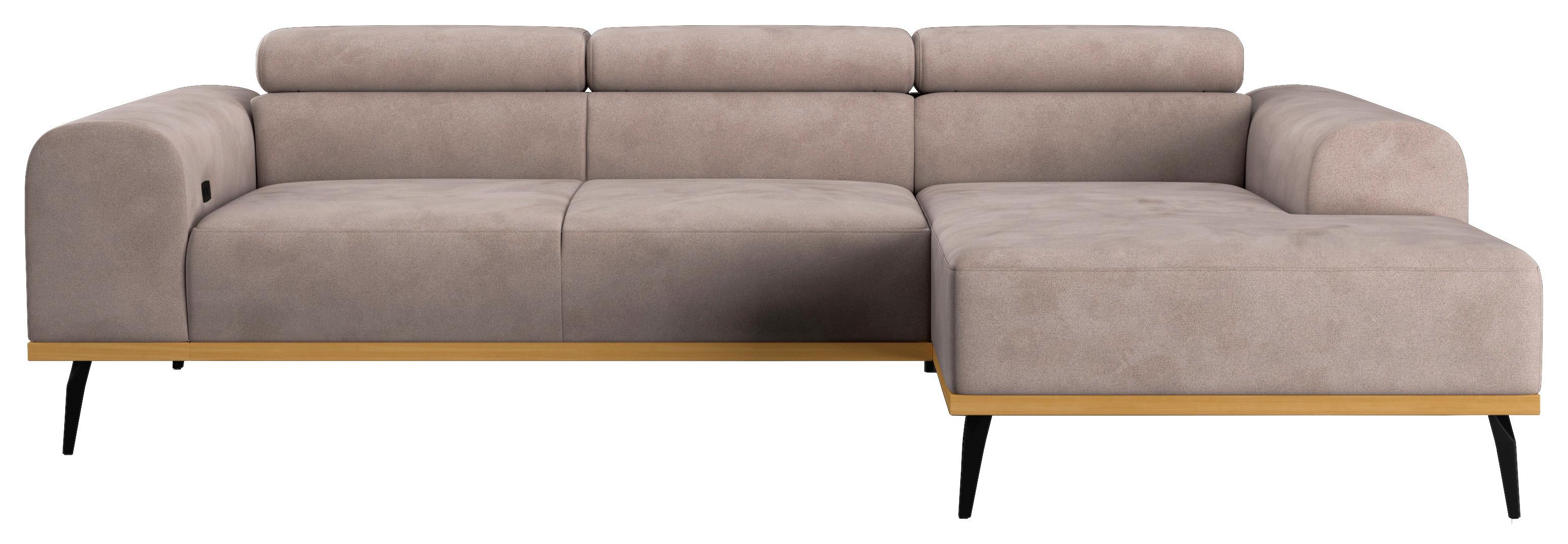 Ecksofa Sandfarben Mit Sitzvorzug S: 244x157 Cm - Sandfarben/Schwarz, KONVENTIONELL, Textil (244/157cm) - Cotta