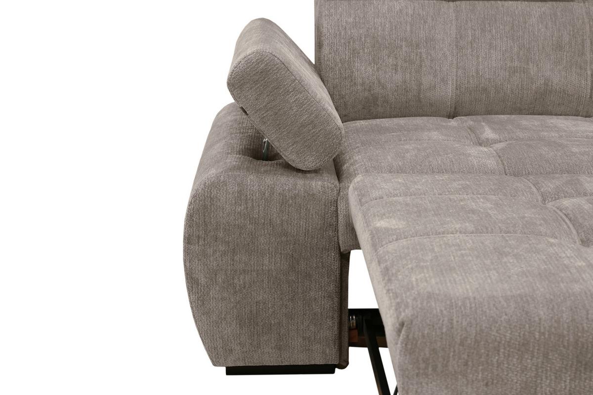 Rohová sedačka VEGAS, pravá, šedohnědá žinylka - černá/šedohnědá, Design, dřevo/textil (294/173cm)