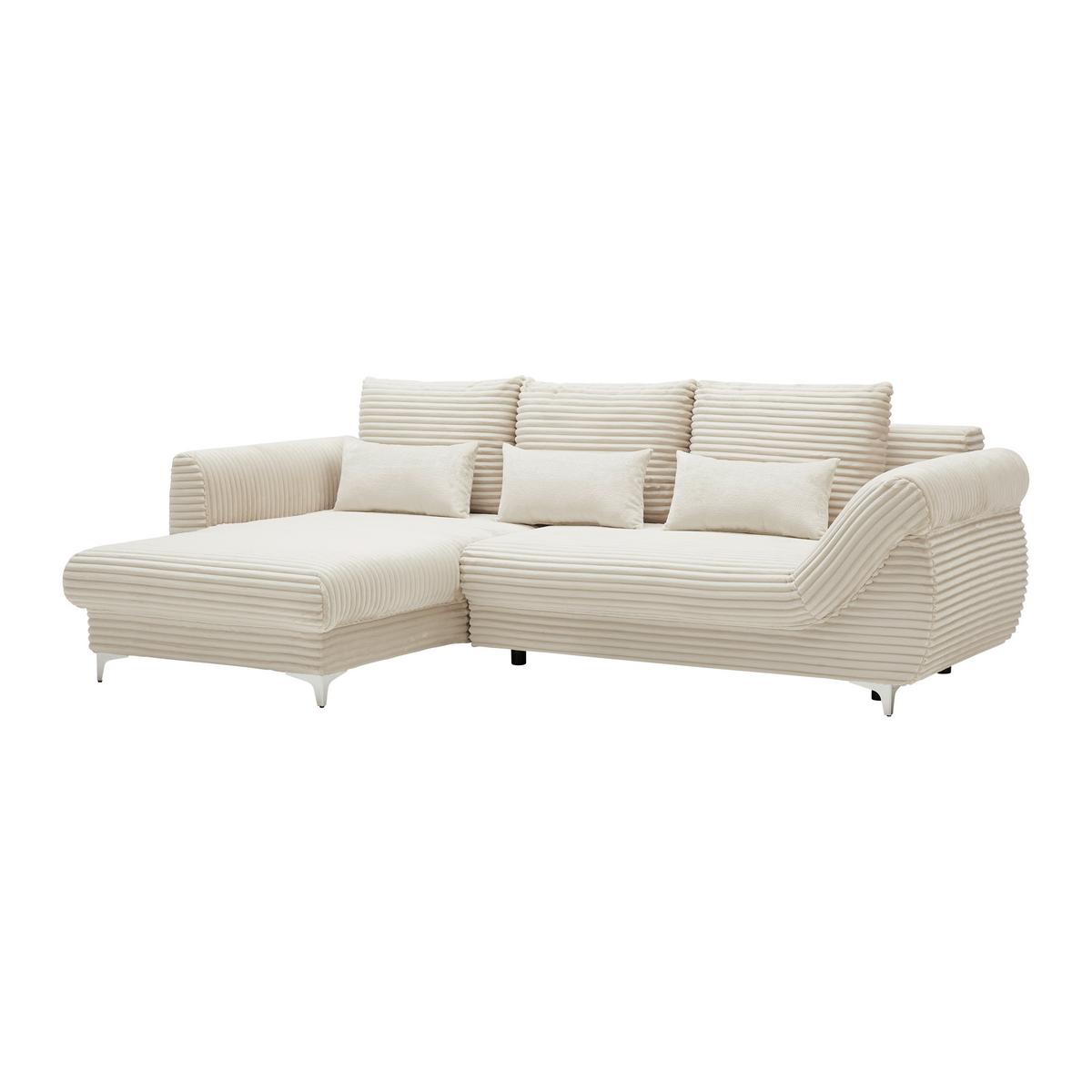 Sedačka Alantis Lux, levá, krémová - černá/barvy stříbra, Lifestyle, kov/dřevo (175/263cm) - Mömax