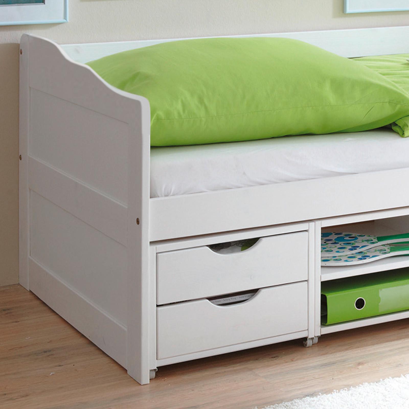 Posteľ s úložným priestorom MARLIES biela - biela, Modern, drevo (90/200cm) - MID.YOU