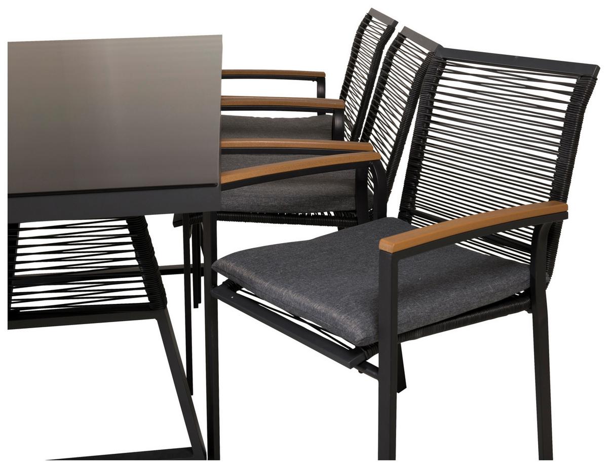 Gartensessel Stapelbar Dallas Stahl - Schwarz/Akaziefarben, KONVENTIONELL, Holz/Kunststoff (57/83,5/63,5cm) - Gardenson