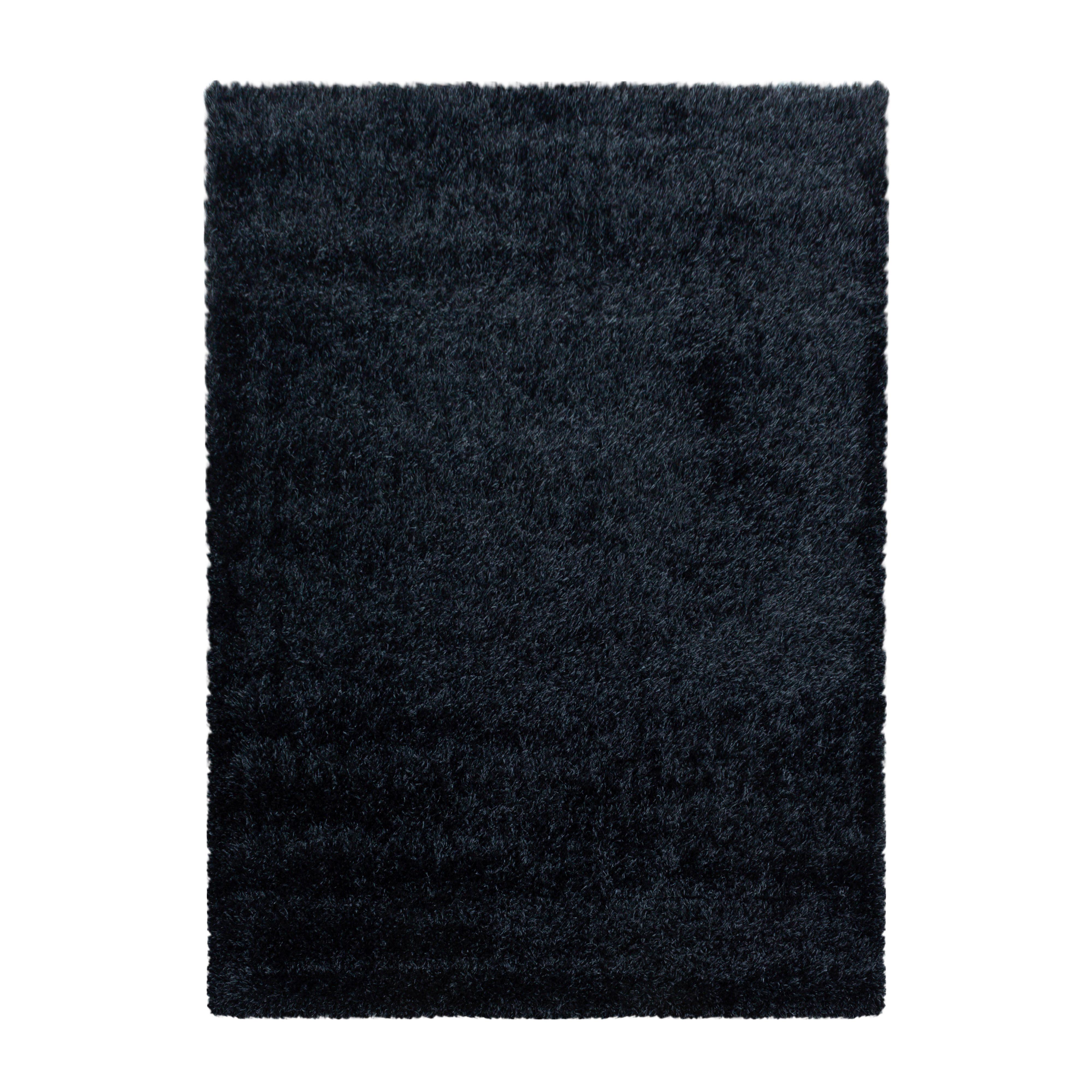 Hochflor Teppich Schwarz Brilliant 160x230 cm - Schwarz, Basics, Textil (160/230cm)