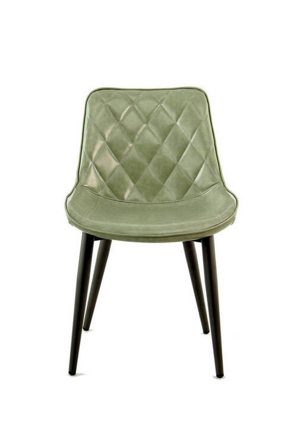Sada židlí zelená - světle zelená, Lifestyle, kov/kůže (51/80/60cm)
