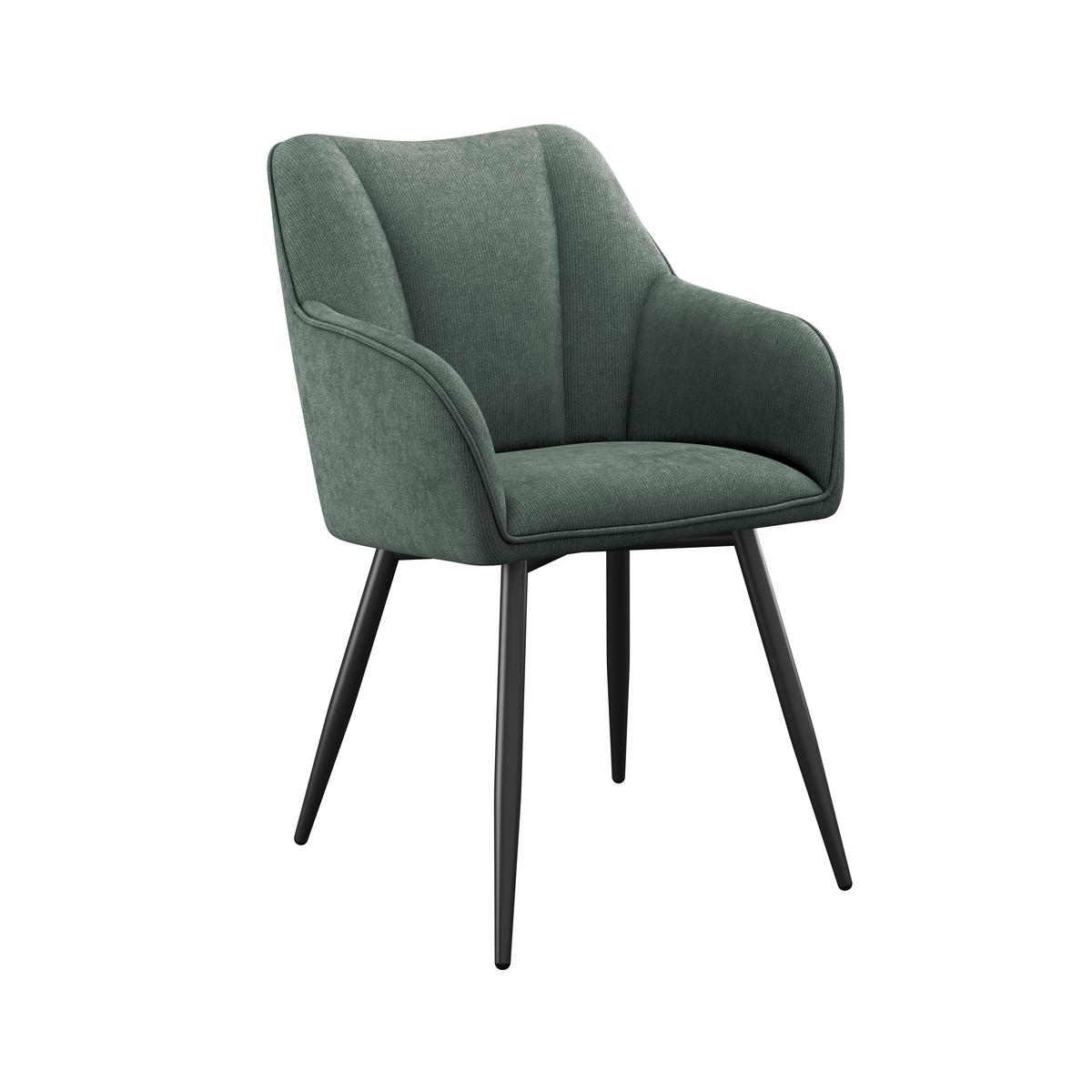 Armlehnstuhl Caro grün gepolstert - Schwarz/Grün, KONVENTIONELL, Holz/Textil (55/83/61cm) - Nedis SmartLife