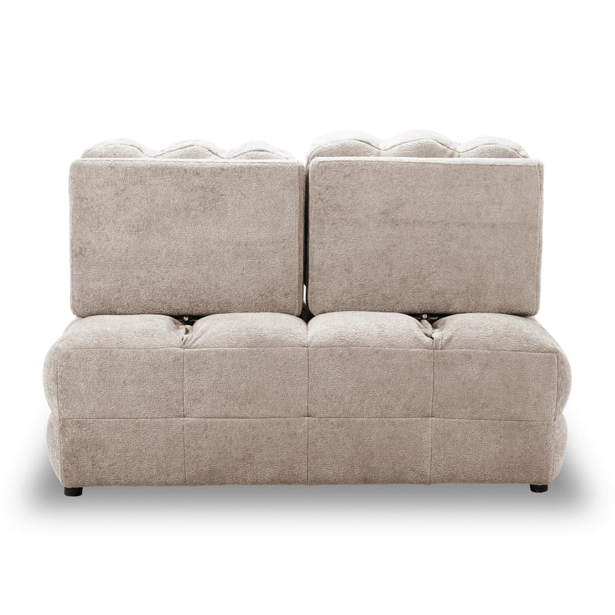 Rozkládací pohovka LIARA, béžová, 2-dílná sada - černá/béžová, Moderní, kov/dřevo (137/87/110cm) - Bessagi Home