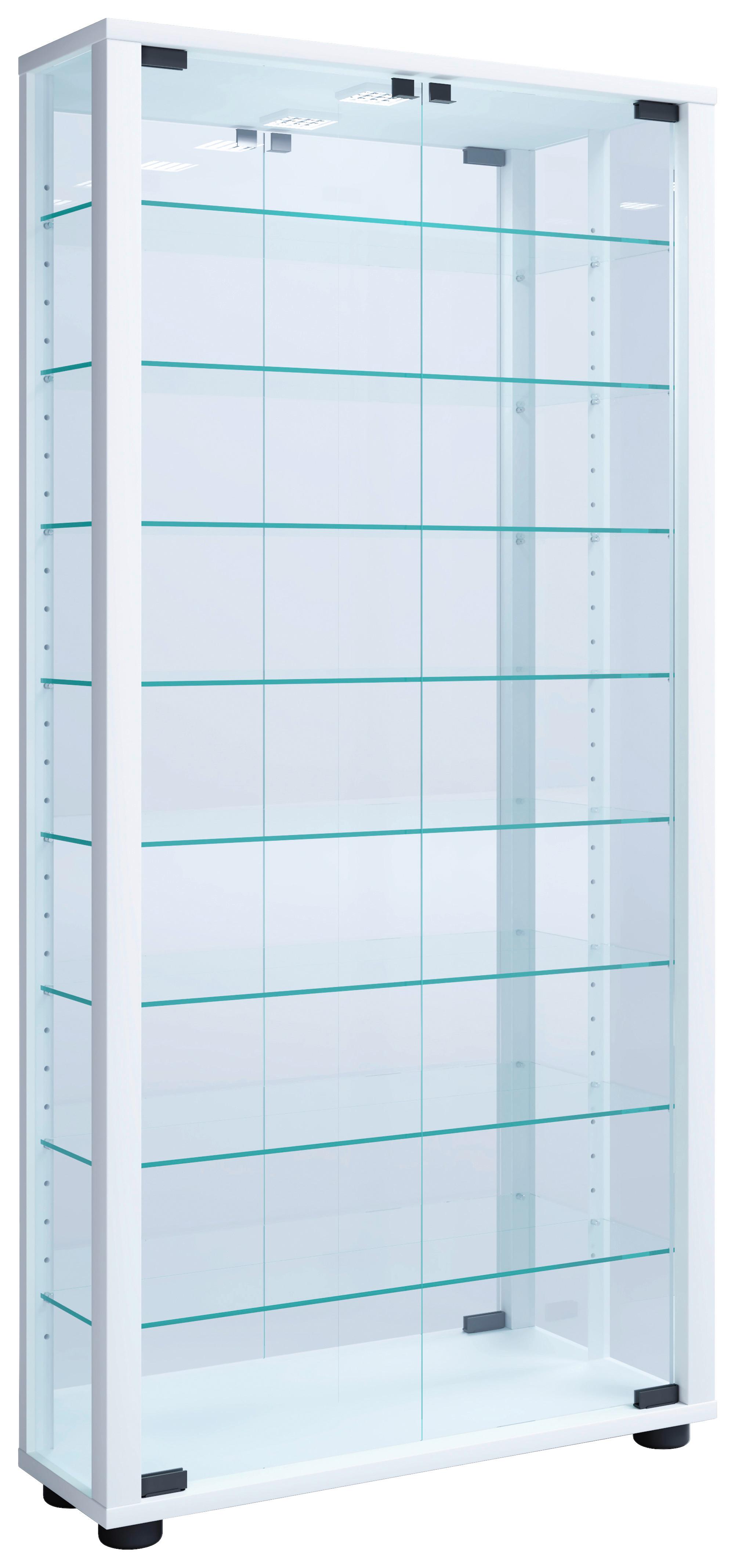 Vitrine Lumo B: 59 cm Weiß - Weiß, MODERN, Glas/Holzwerkstoff (59/114,8/18cm) - MID.YOU