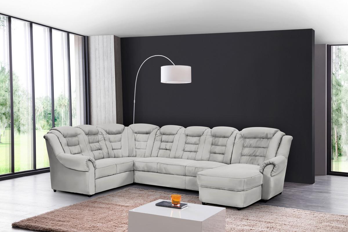 Wohnlandschaft Boston - Hellgrau/Schwarz, KONVENTIONELL, Textil (216/333/165cm) - Livetastic