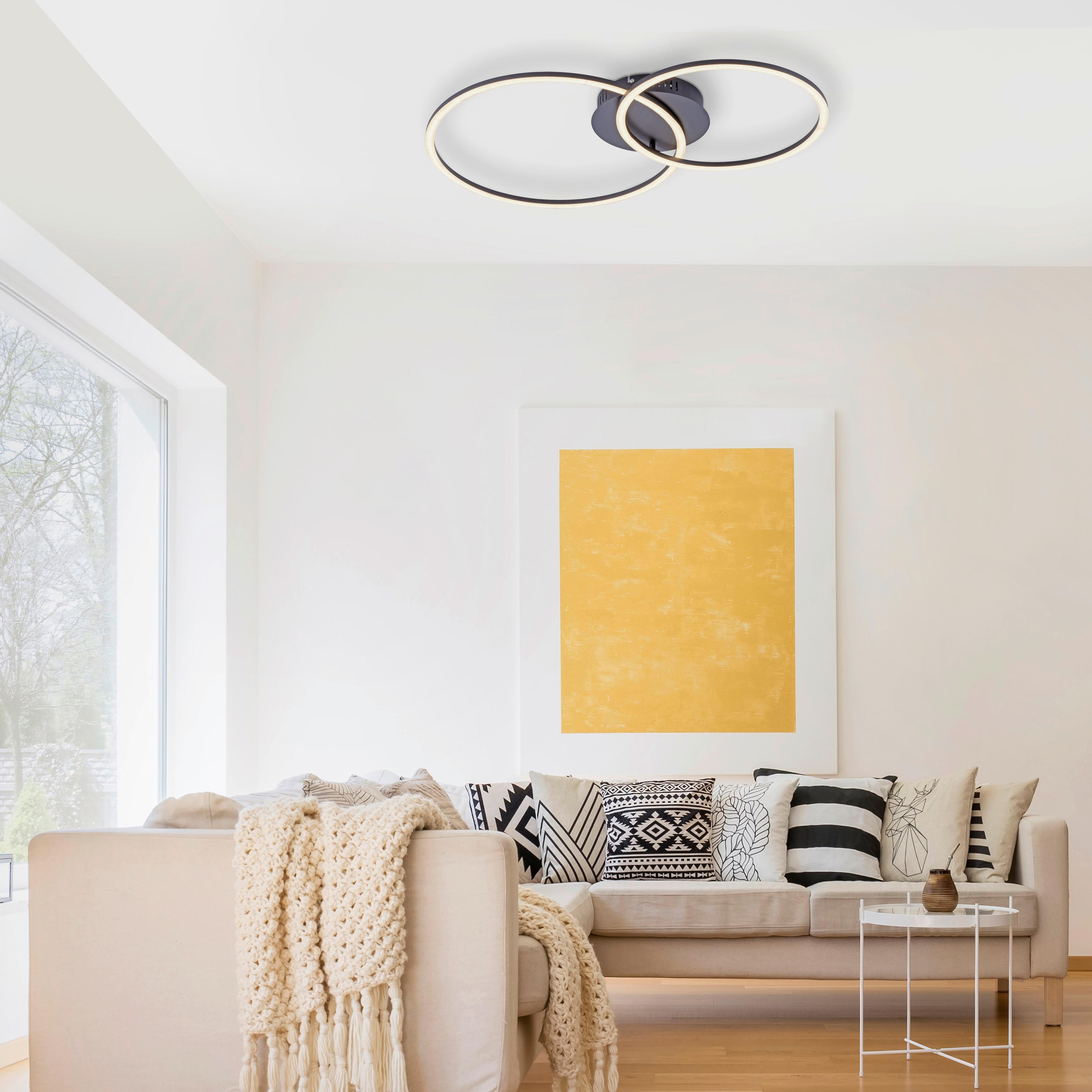 LED-Deckenleuchte Ivanka L: 70 cm dimmbar und Schwenkbar - Schwarz, Design, Kunststoff/Metall (70/44/6,8cm)