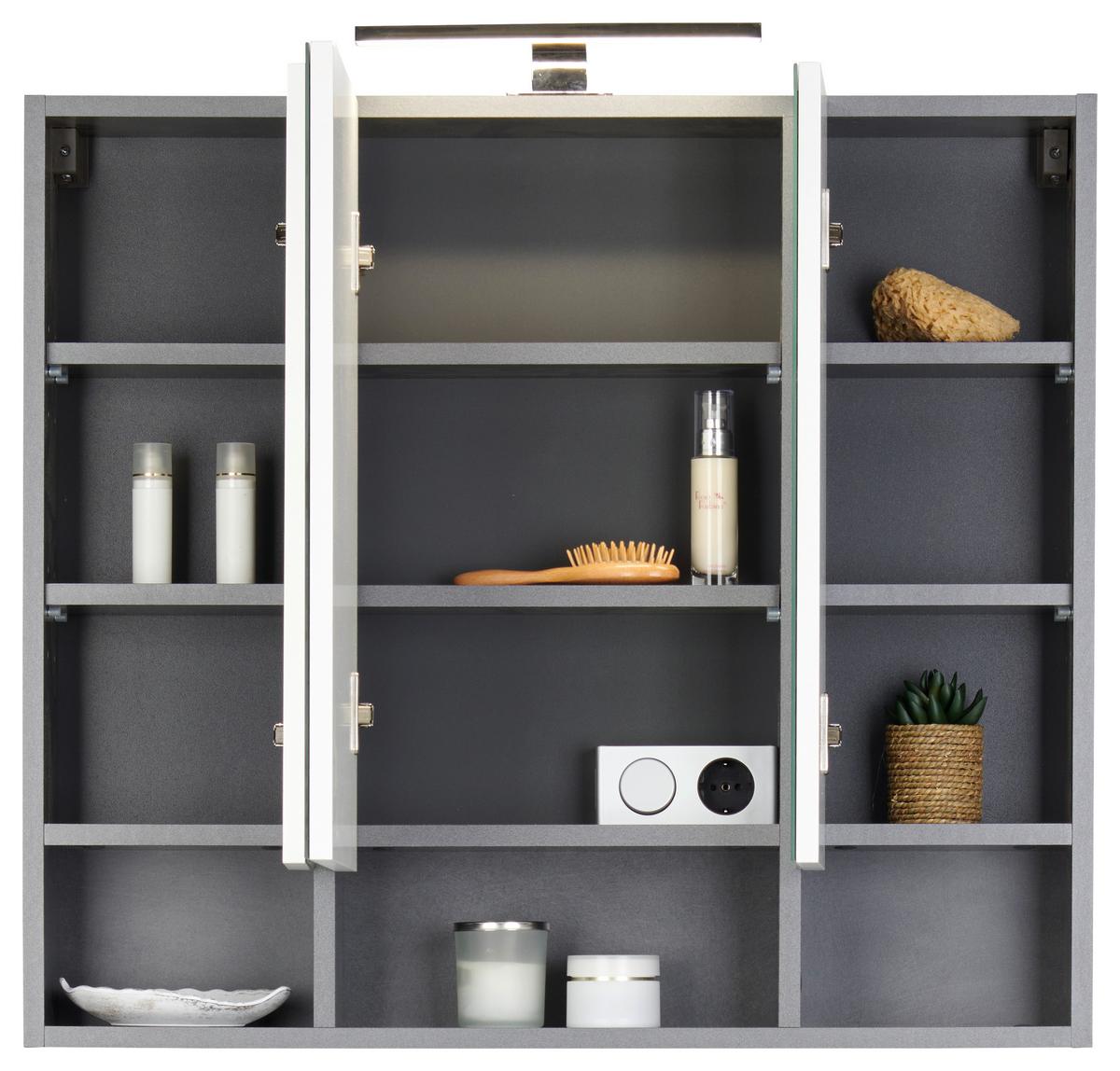 Spiegelschrank Alassio Mit Led 3-Türig Bht: 80x71x17 Cm - MODERN, Holzwerkstoff (80/71/17cm) - Luca Bessoni