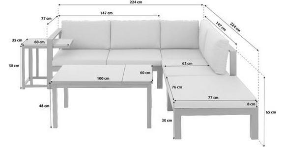 Loungegarnitur 5-Tlg Panama aus Alu und Textil mit Kissen - Schlammfarben/Schwarz, MODERN, Glas/Kunststoff (224/224cm) - Beldano