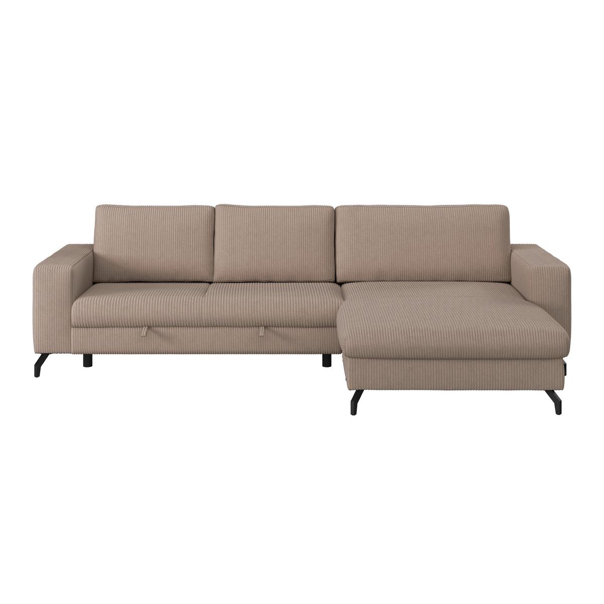 Ecksofa mit Bettkasten Cloud Cappuccino Cord 290x178 cm - Cappuccino, Trend, Textil (290/178cm)