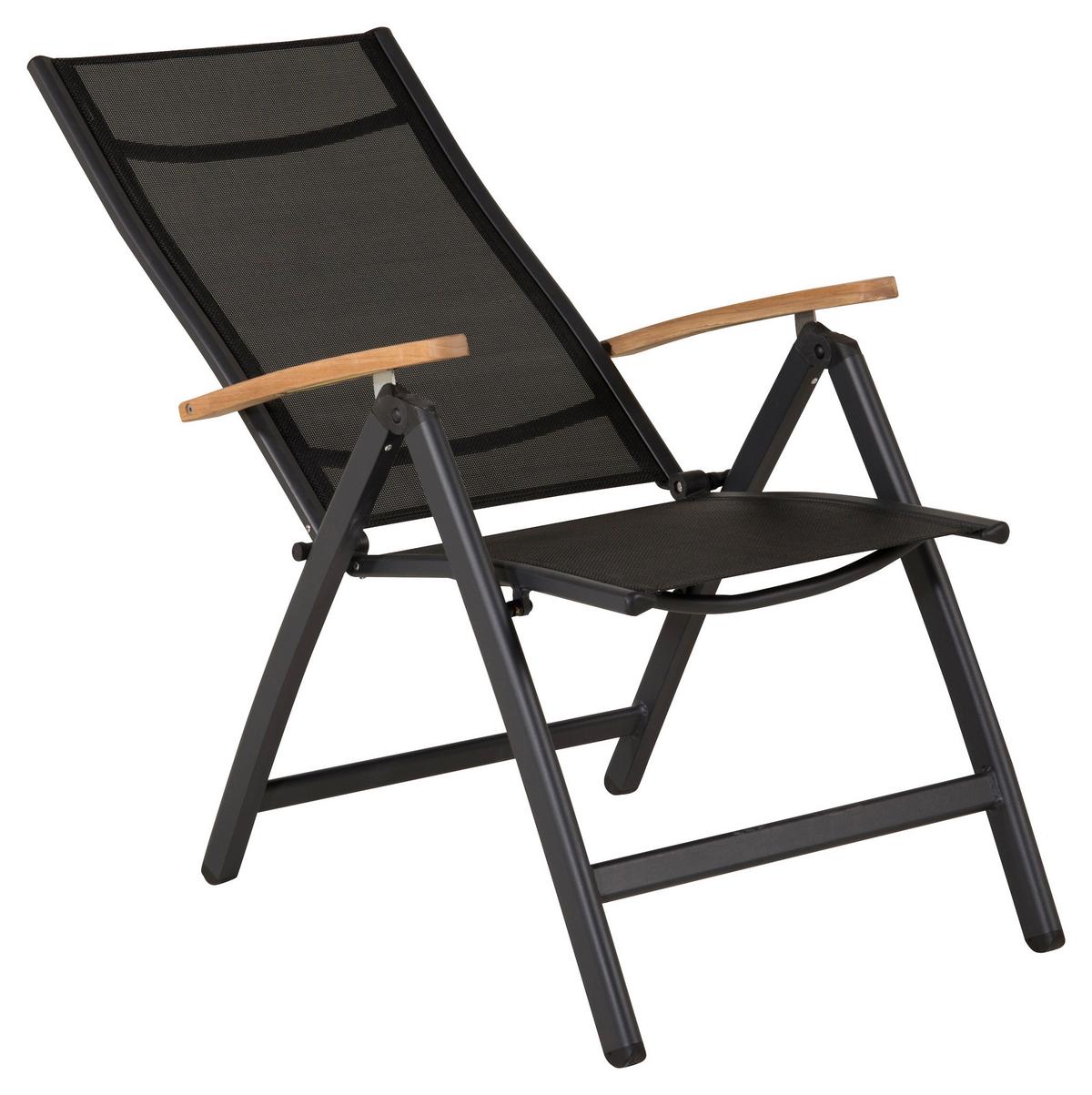 Gartensessel-Set 2-Tlg. Panama Metall/Textil - Schwarz/Naturfarben, KONVENTIONELL, Textil/Metall (60/110/75cm) - Gardenson