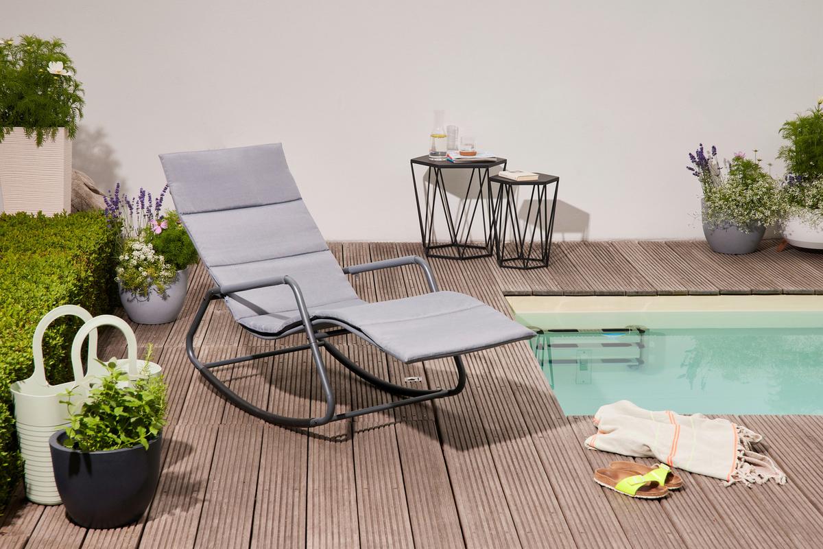 Schaukelliege Metall/Kunststoff/Textil - Blaugrau, KONVENTIONELL, Kunststoff/Textil (57/81/143cm) - Siena Garden