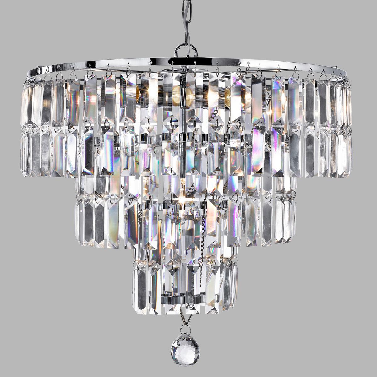 Kristály Függőlámpa 1375-5cc Empire - krómszínű, Konventionell, üveg/fém (48/43cm)