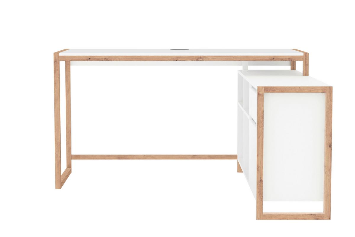 Eckschreibtisch Denver Weiß/ Eiche Artisan D. L: 139cm - Eiche Artisan/Weiß, MODERN, Holzwerkstoff (139/139/75cm) - MID.YOU