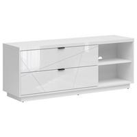 Lowboard Forn TV Stand - Weiß Hochglanz/Schwarz, Design, Holzwerkstoff (156/61/42,5cm)