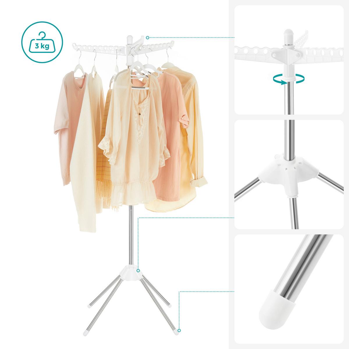 Kleiderständer Silberfarben/weiß B: 65 Cm - Silberfarben/Weiß, Basics, Kunststoff/Metall (65/151,5/65cm)