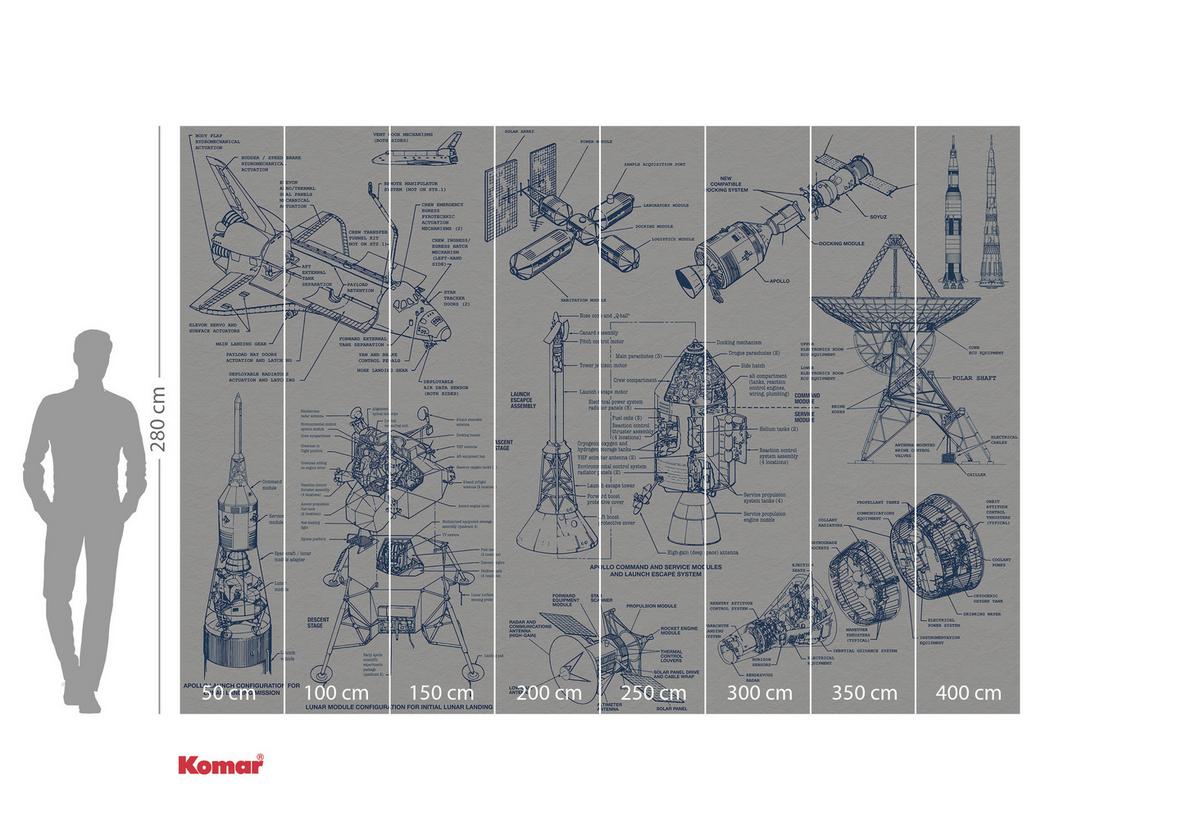 Fototapete Spacecraft Architecture - Blau/Weiß, Trend, Papier (400/280cm)