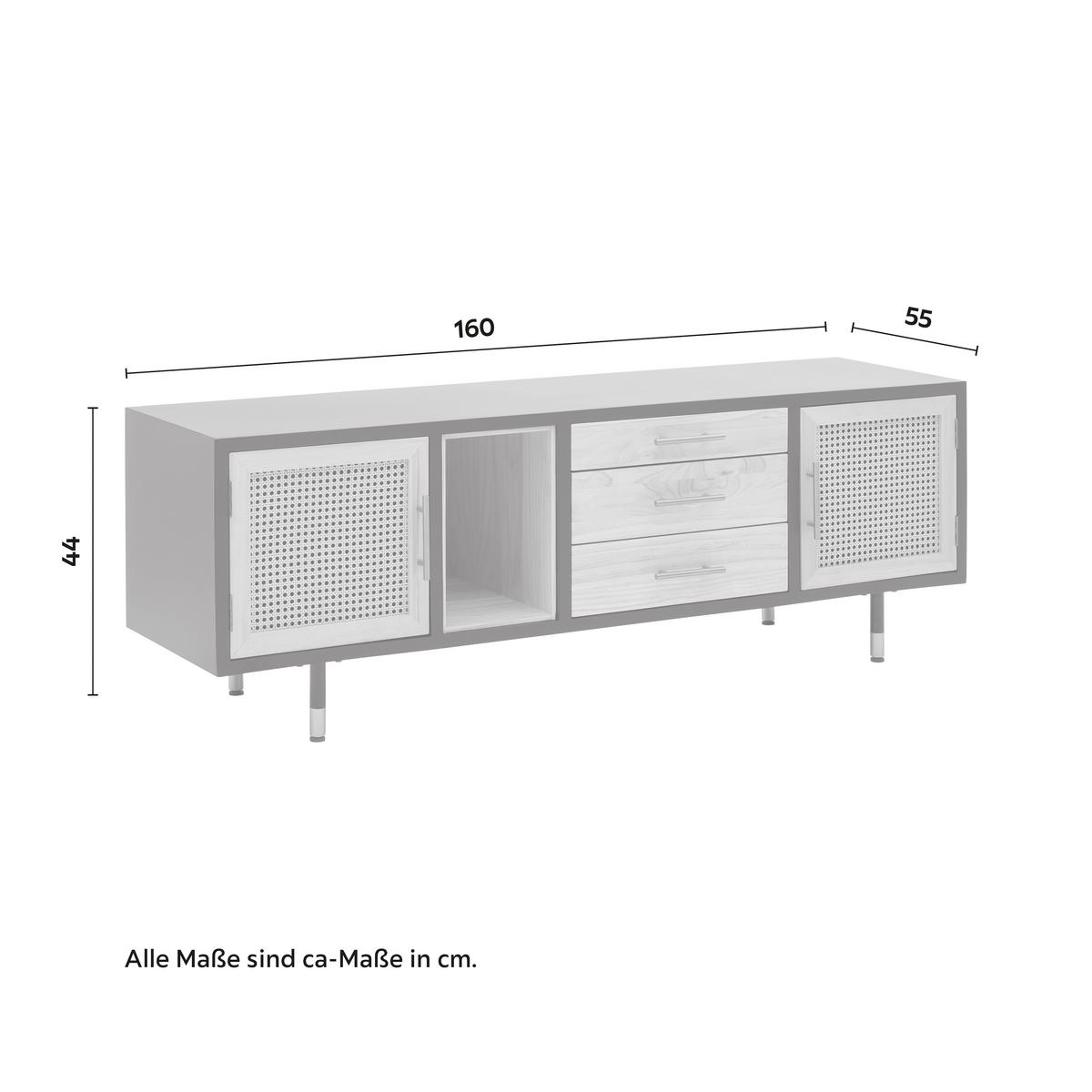 Komoda MASSIMO - čierna/zlatá, Modern, kov/drevo (160/44/55cm) - P & B